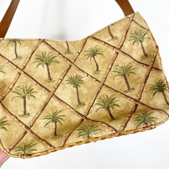 Fossil Canvas and Wicker Palm Tree Print Shoulder Bag Purse ZB 3863 - Picture 2 of 14